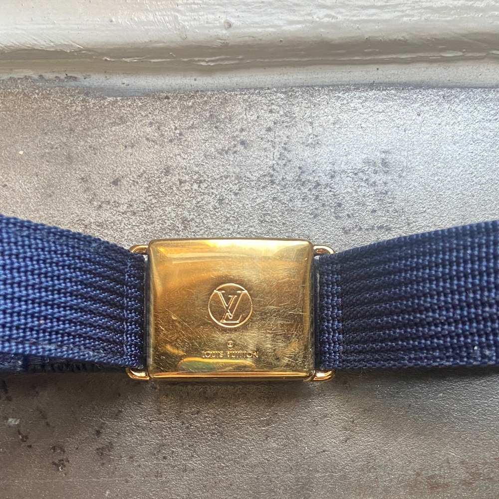 Louis Vuitton Gold Buckle with Navy Strap - Picture 3 of 5